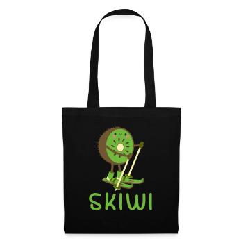 Skiwi Skifahrer Skifahren Kiwi Frucht Wintersport - Stoffbeutel - Schwarz - Vorne