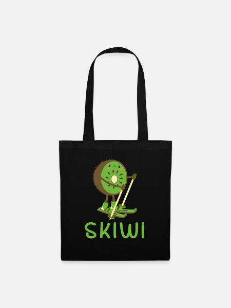 Skiwi Skifahrer Skifahren Kiwi Frucht Wintersport - Stoffbeutel - Schwarz