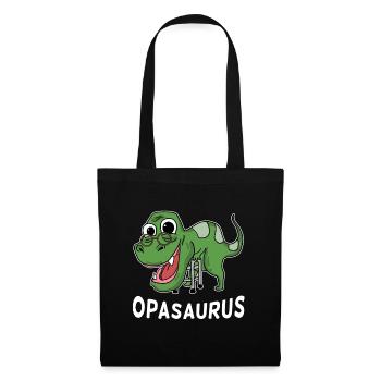 Grandpasaurus Opasaurus Opa Dinosaurier Geschenk - Stoffbeutel - Schwarz - Vorne