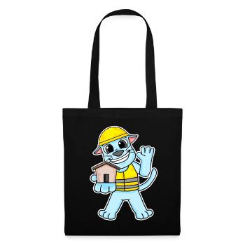Cadeau de construction de maison de chat constructeur - Sac en tissu - noir - Devant
