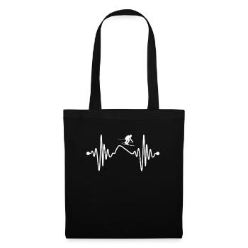 Skier ski slope heartbeat pulse heart line - Tote Bag - black - Front