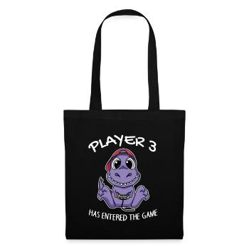 Troisième enfant joueur 3 bébé dinosaure enceinte - Sac en tissu - noir - Devant