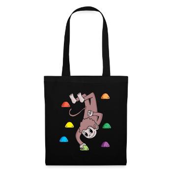 Affe an der Kletterwand - Klettern - Geschenk - Stoffbeutel - Schwarz - Vorne