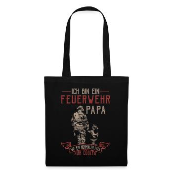 Ich bin Feuerwehr Papa, Geschenkidee, Feuerwehr - Stoffbeutel - Schwarz - Vorne