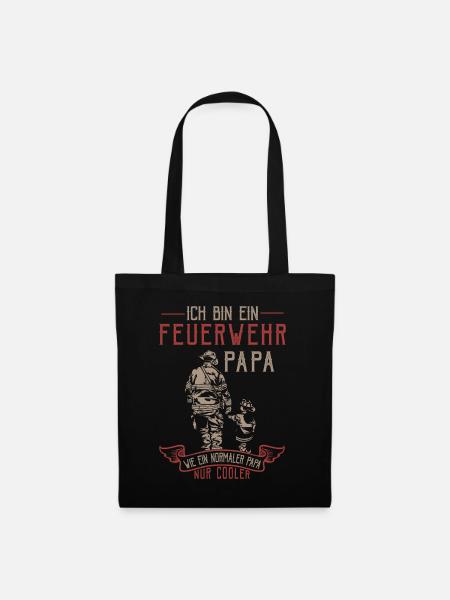 Ich bin Feuerwehr Papa, Geschenkidee, Feuerwehr - Stoffbeutel - Schwarz