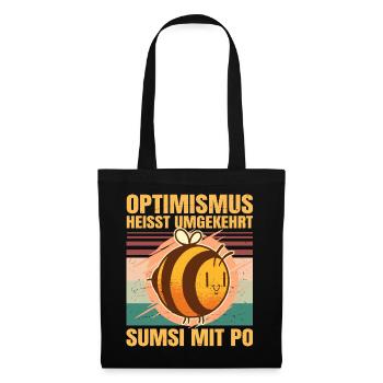 Sumsi mit Po Optimismus Lustiges Retro Imker - Stoffbeutel - Schwarz - Vorne