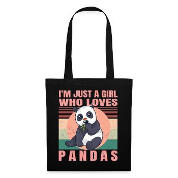 Je ne suis qu'une fille qui aime les pandas - Retro mignon - Sac en tissu - noir - Devant