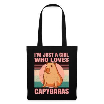 I'm Just A Girl Who Loves Capybaras - Cute Retro - Stoffbeutel - Schwarz - Vorne