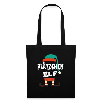 Plätzchen Elf für Weihnachten Plätzchen Bäcker - Stoffbeutel - Schwarz - Vorne