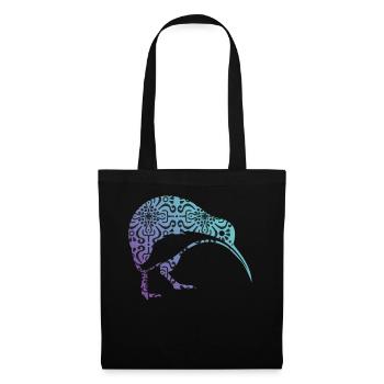Maori Kiwi tribal aborigène d'art d'oiseaux de Nouvelle-Zélande - Sac en tissu - noir - Devant