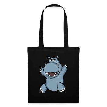 hippopotame - Sac en tissu - noir - Devant
