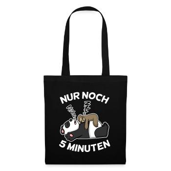 Nur noch 5 Minuten Faultier Panda schlafen Schlaf - Stoffbeutel - Schwarz - Vorne