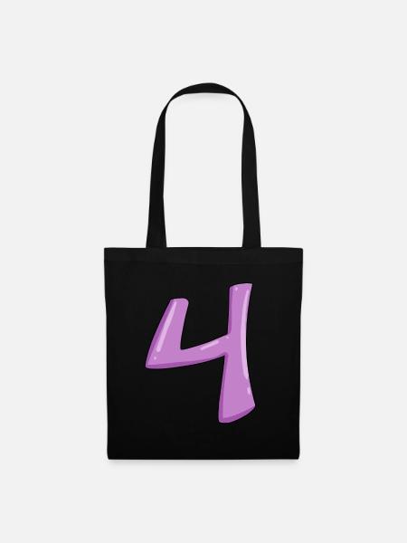 Number 4 number digit - Tote Bag - black