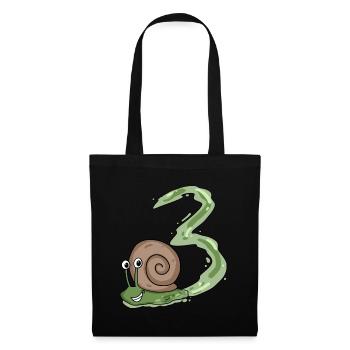 Escargot 3e anniversaire - cadeau 3 ans - Sac en tissu - noir - Devant