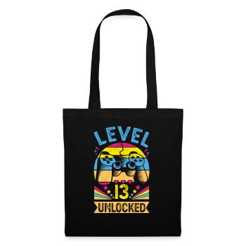 13. Geburtstag Shirt 13 Jahre Level 13 unlocked - Stoffbeutel - Schwarz - Vorne