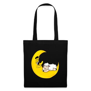 Cadeau mignon de sommeil de lune de mouton - Sac en tissu - noir - Devant