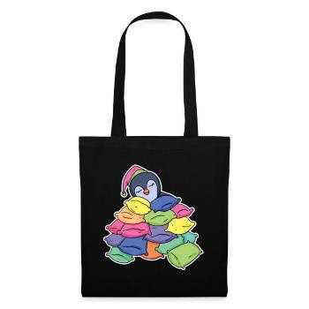 Schlafender Pinguin - Stoffbeutel - Schwarz - Vorne