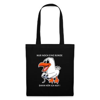 Gamer Geschenk Spruch Noch eine Runde Möwe Nordsee - Stoffbeutel - Schwarz - Vorne
