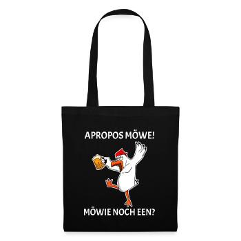 Apropos Möwe Möwie noch een Plattdeutsch Spruch - Stoffbeutel - Schwarz - Vorne