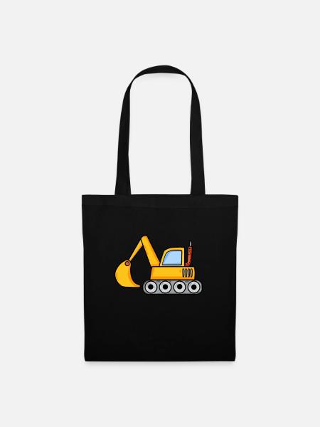 Bagger Baustelle Fahrzeug - Stoffbeutel - Schwarz