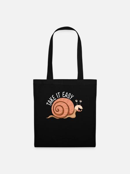 Schnecke Take It Easy Nacktschnecke Schneckenhaus - Stoffbeutel - Schwarz