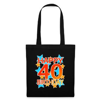 40 Jahre Geburtstag Geschenkidee - Stoffbeutel - Schwarz - Vorne