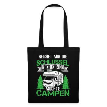 Camping Wohnwagen Camper Wohnmobil Geschenk - Stoffbeutel - Schwarz - Vorne