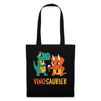 Vinosaurier - Lustiges Vino Saurier - Vino Dino - - Stoffbeutel - Schwarz - Vorne