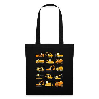 Construction Diggers Trucks Vehicles Design - Tote Bag - black - Front