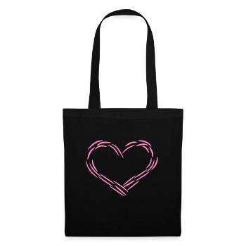 Coeur Rose - Sac en tissu - noir - Devant
