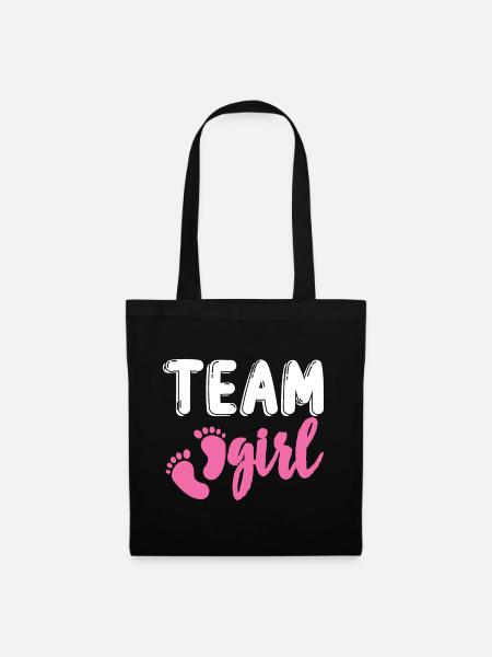 Team Girl Gender Reveal Baby Shower Design - Sac en tissu - noir