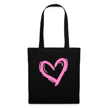Herz Design Liebe Rosa - Stoffbeutel - Schwarz - Vorne