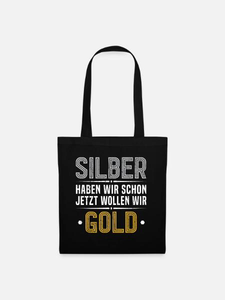 Silberhochzeit 25 Jahre Ehe Geschenk - Stoffbeutel - Schwarz