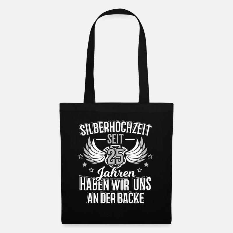 Silberhochzeit 25 Jahre Ehe Geschenk - Stoffbeutel - Schwarz