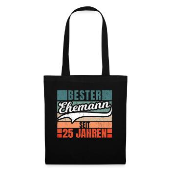 Silberhochzeit Ehemann 25 Jahre Ehe Geschenk - Stoffbeutel - Schwarz - Vorne