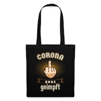 Corona geimpft Impfung Impfkampagne Geschenk - Stoffbeutel - Schwarz - Vorne