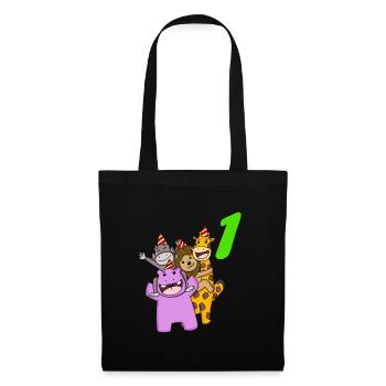 1er anniversaire t-shirt de la jungle - Sac en tissu - noir - Devant