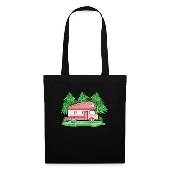Wohnwagen Camper Geschenk - Stoffbeutel - Schwarz - Vorne