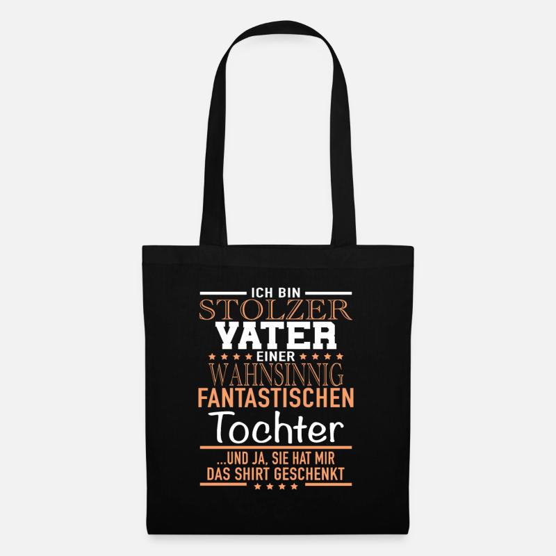 Stolzer Vater Fantastischen Tochter Papa Geschenk - Stoffbeutel - Schwarz