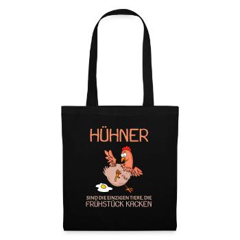Landwirt Landwirte Huhn Hühner Spruch - Stoffbeutel - Schwarz - Vorne
