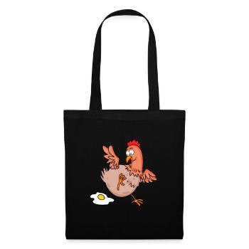 Chicken Lays an Egg Cartoon - Tote Bag - black - Front