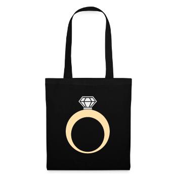 Ring wedding ring engagement ring - Tote Bag - black - Front