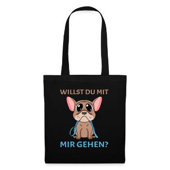 Willst du mit mir(Gassi) gehen? - Stoffbeutel - Schwarz - Vorne