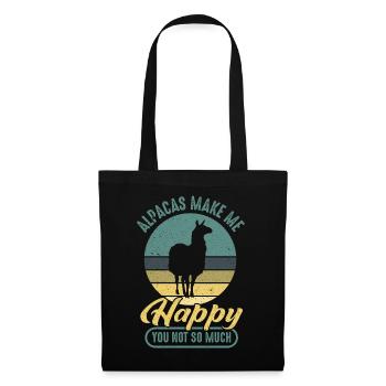 Alpacas make me happy- funny Alpaca shirt for - Stoffbeutel - Schwarz - Vorne