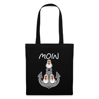 Anker Möwe Seemöwe Moin Nordsee Ostsee Urlaub - Stoffbeutel - Schwarz - Vorne
