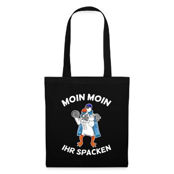 Moin Moin ihr Spacken Seemöwe Möwe Seemann Fitness - Stoffbeutel - Schwarz - Vorne