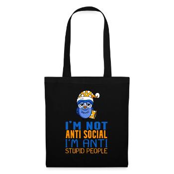 Gufo Pigro - Borsa di stoffa - nero - Fronte