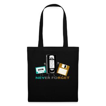 Never Forget Kassetten Disketten Audiokassetten - Stoffbeutel - Schwarz - Vorne