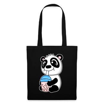 Bubble Tea Panda - Stoffbeutel - Schwarz - Vorne