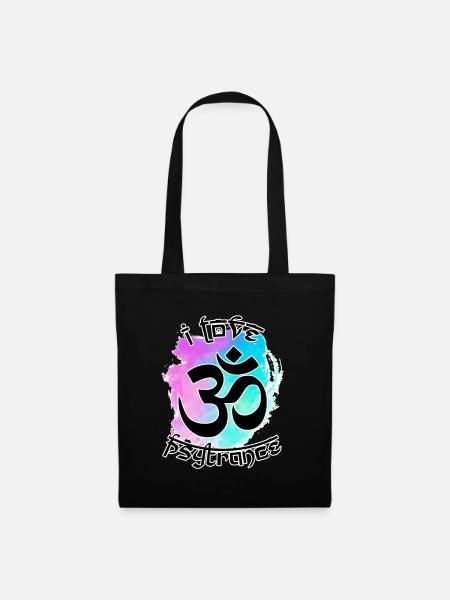 Ich liebe Psytrance Om Symbol Rave Goa Festival - Stoffbeutel - Schwarz